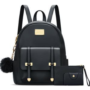 Girls 3pcs Fashion Small Synthetic Leather Backpack Purse Cute Mini Bookbag🐛